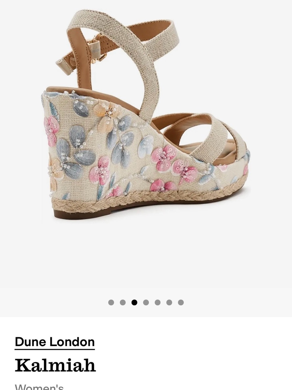 Dune London Beige Floral Embellished Wedge Sandals